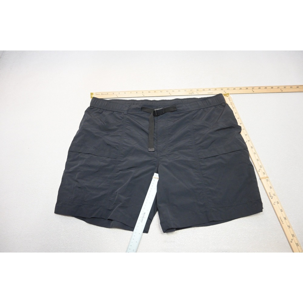 Eddie Bauer Hiking Cargo Shorts Mens XXL Black Nylon Belted Ripstop Excellent